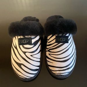 Ugg calf hair zebra print scuffette shoes size 7